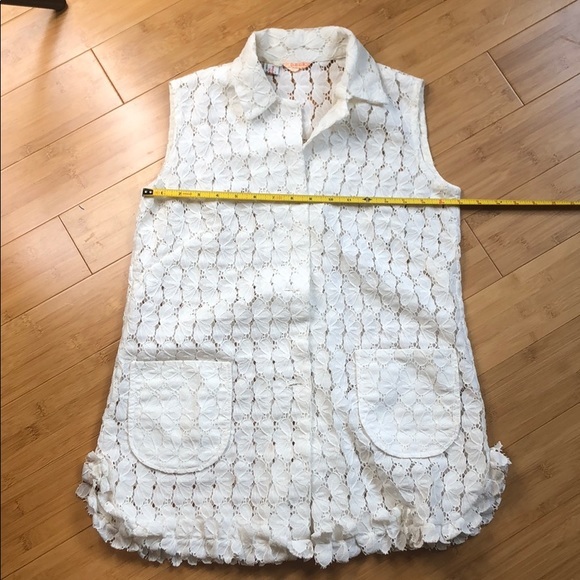 Vintage Becky white lace top vest pockets collar M - Picture 13 of 13
